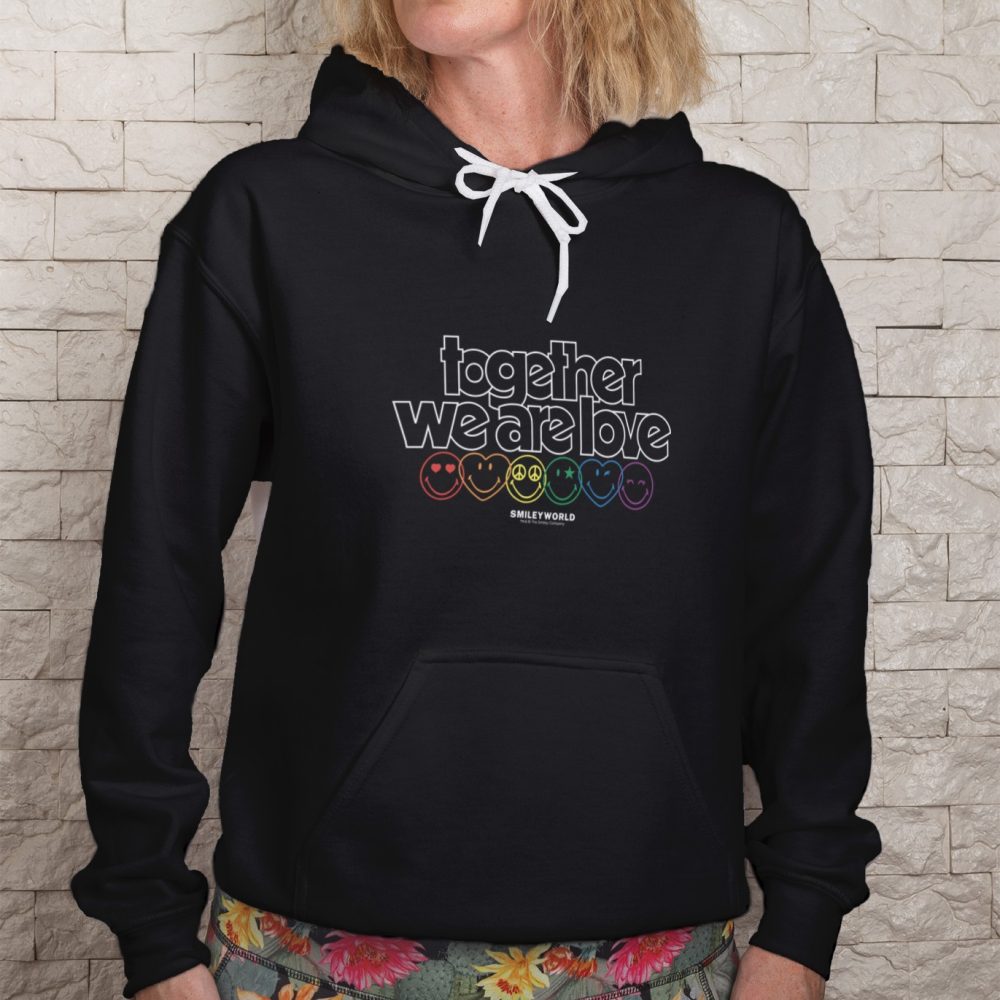 Sweat-shirt à capuche Femme Smiley World avec un design de Smiley World Together We Are Love blanc