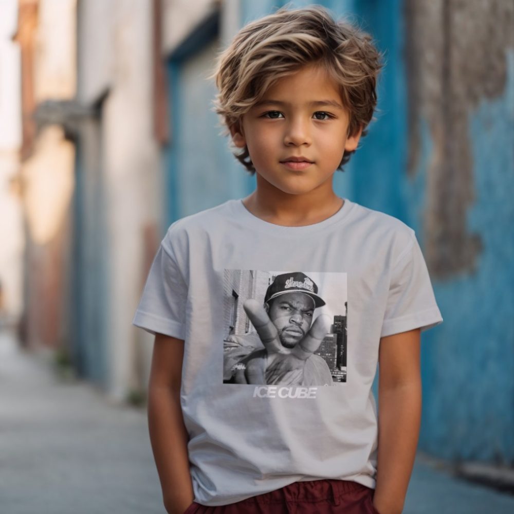 T-shirt Enfant Ice Cube avec un design de Ice Cube Peace n&b