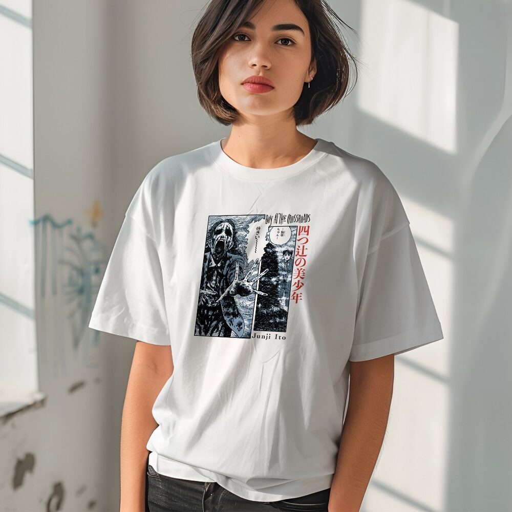 T-shirt oversize coton bio Femme Junji Ito Collection avec un design de Junji Ito Collection Crossroads BD