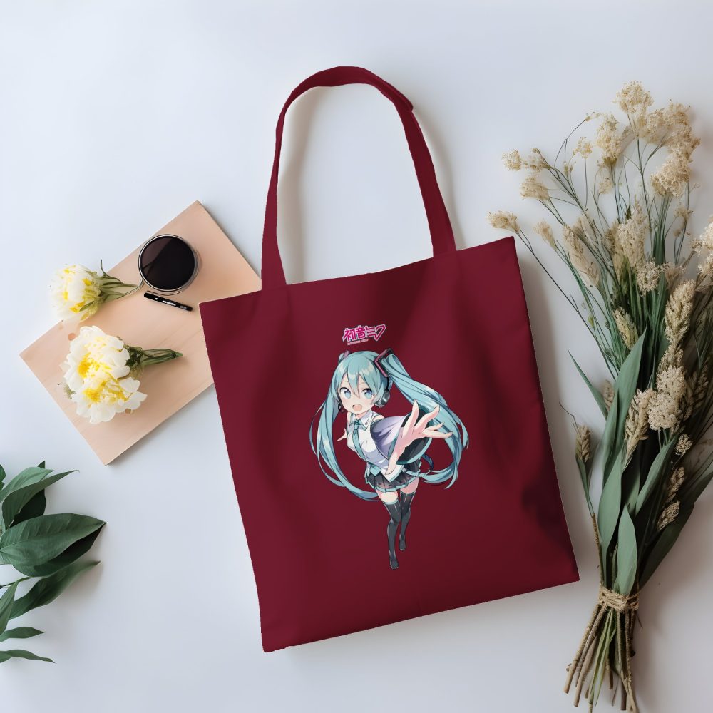 Tote bag coton bio Hatsune Miku avec un design de Hatsune Miku Vedette couleur