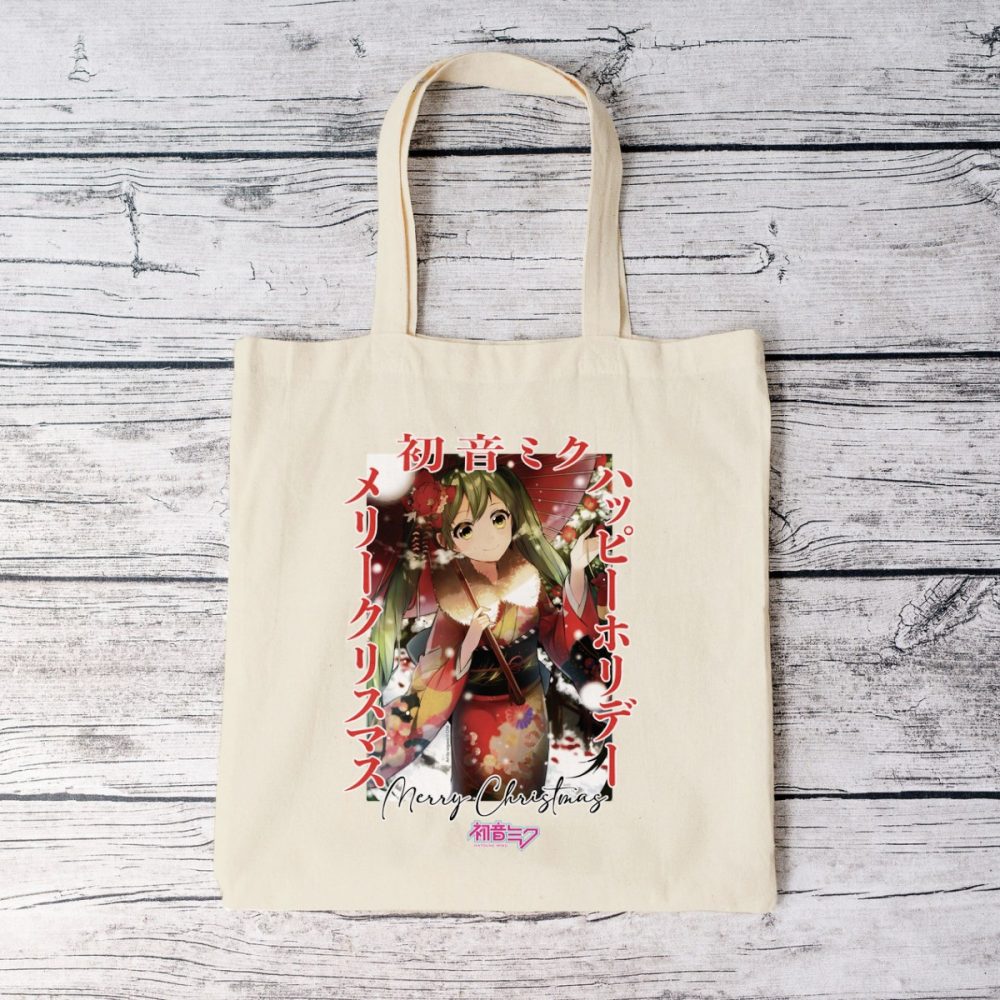 Tote bag coton bio Hatsune Miku avec un design de Hatsune Miku Christmas