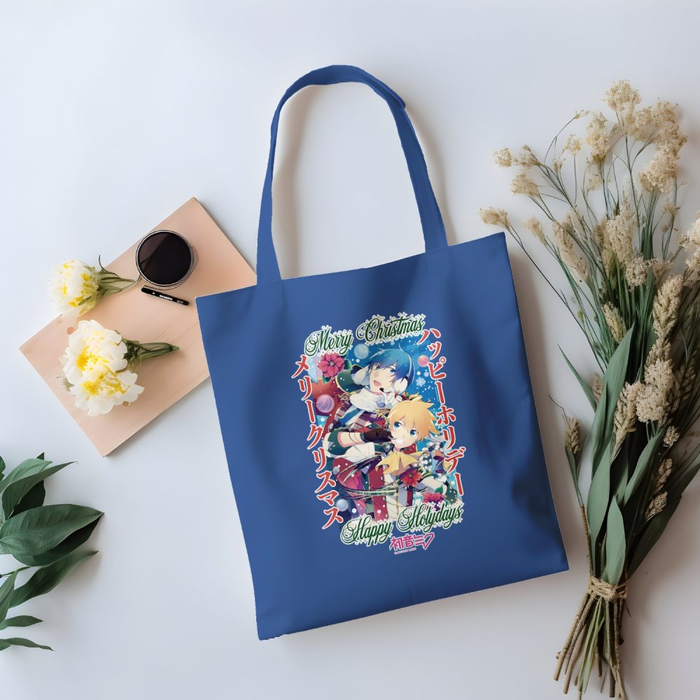 Tote bag coton bio Hatsune Miku avec un design de Hatsune Miku Christmas Holidays