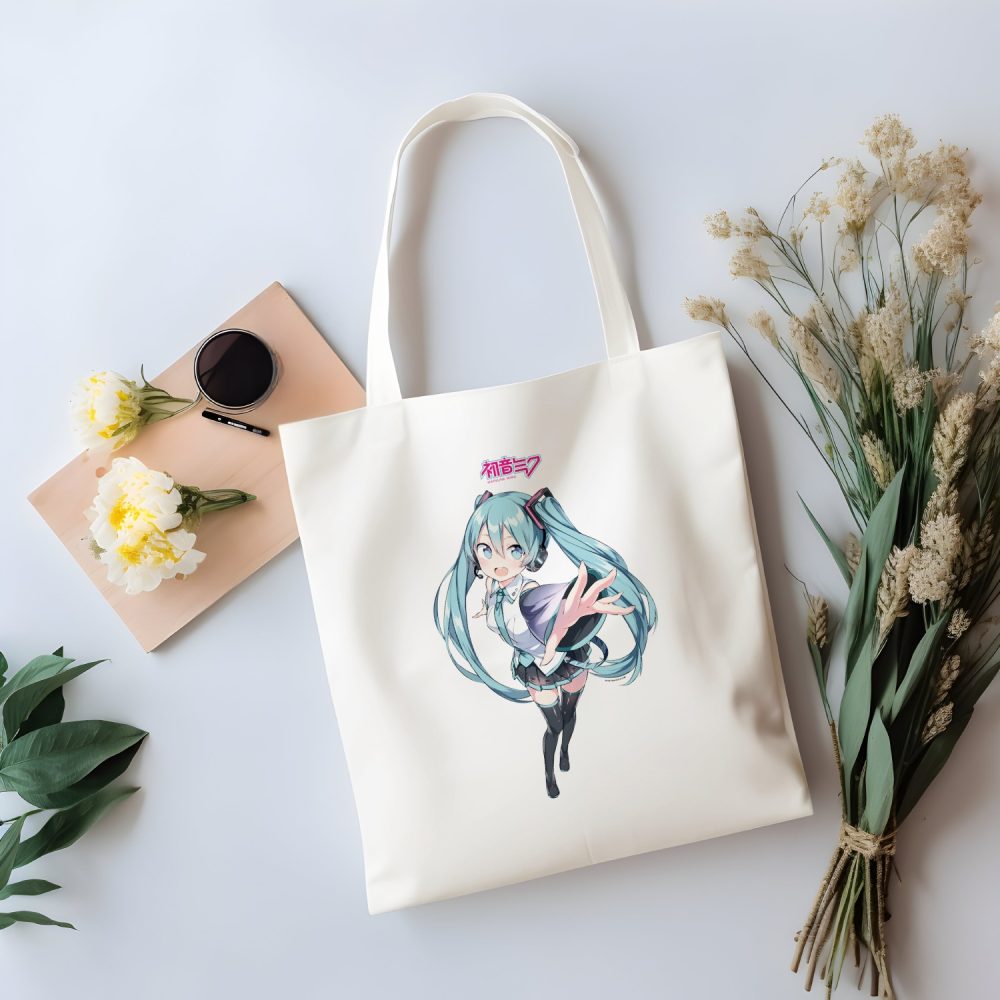 Tote bag coton bio Hatsune Miku avec un design de Hatsune Miku Vedette couleur