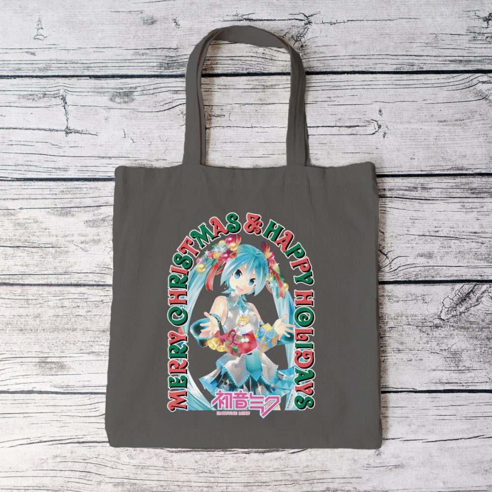 Tote bag coton bio Hatsune Miku avec un design de Hatsune Miku Merry Christmas