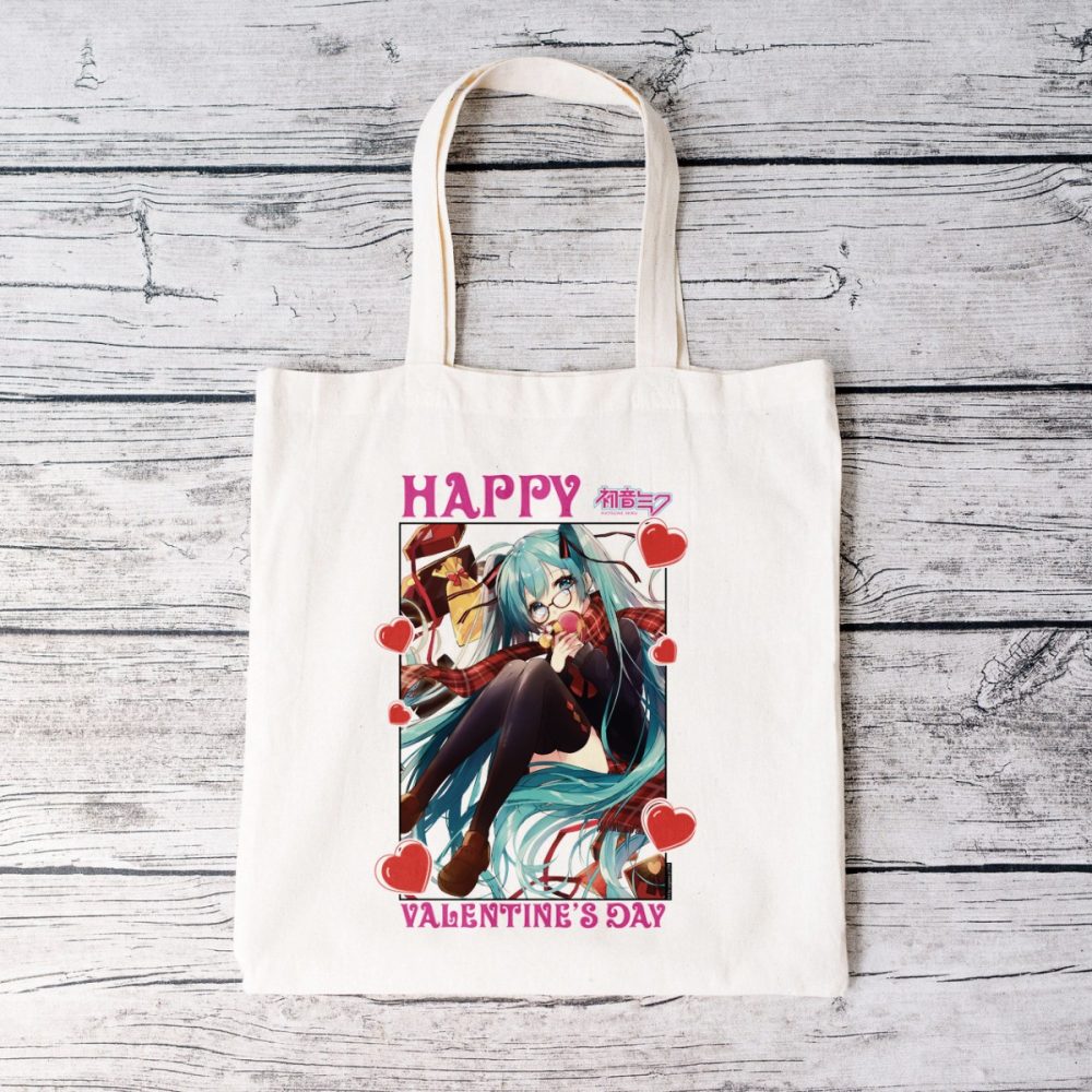 Tote bag coton bio Hatsune Miku avec un design de Hatsune Miku Valentine