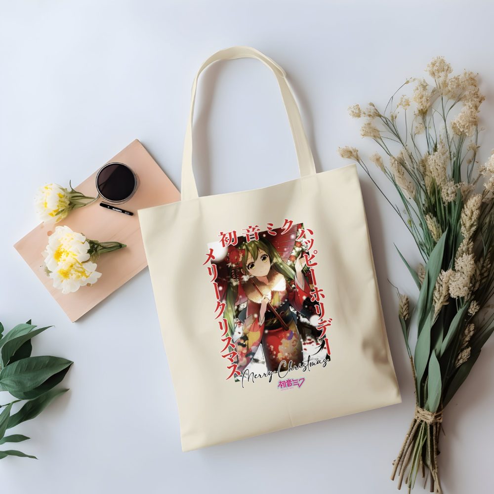 Tote bag coton bio Hatsune Miku avec un design de Hatsune Miku Christmas