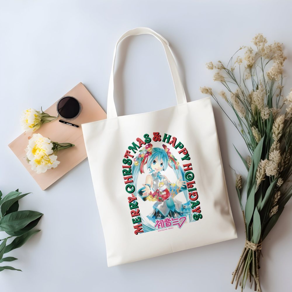 Tote bag coton bio Hatsune Miku avec un design de Hatsune Miku Merry Christmas