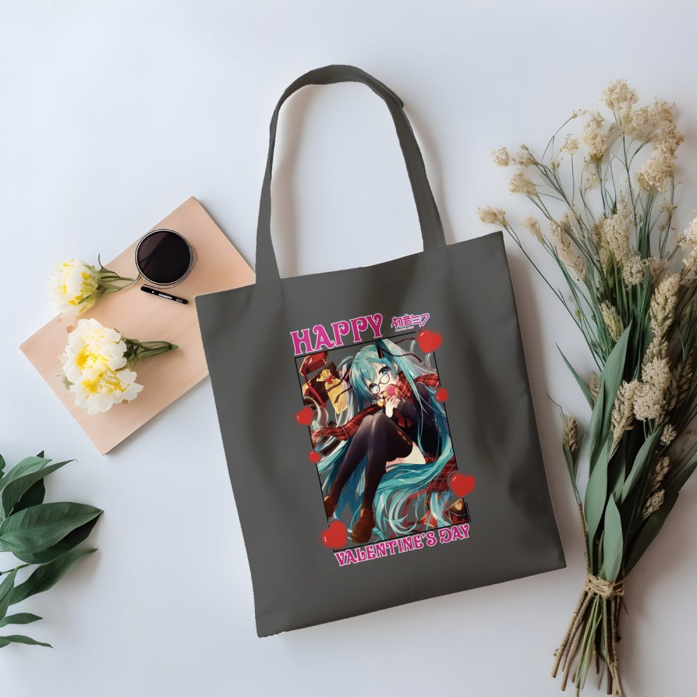 Tote bag coton bio Hatsune Miku avec un design de Hatsune Miku Valentine