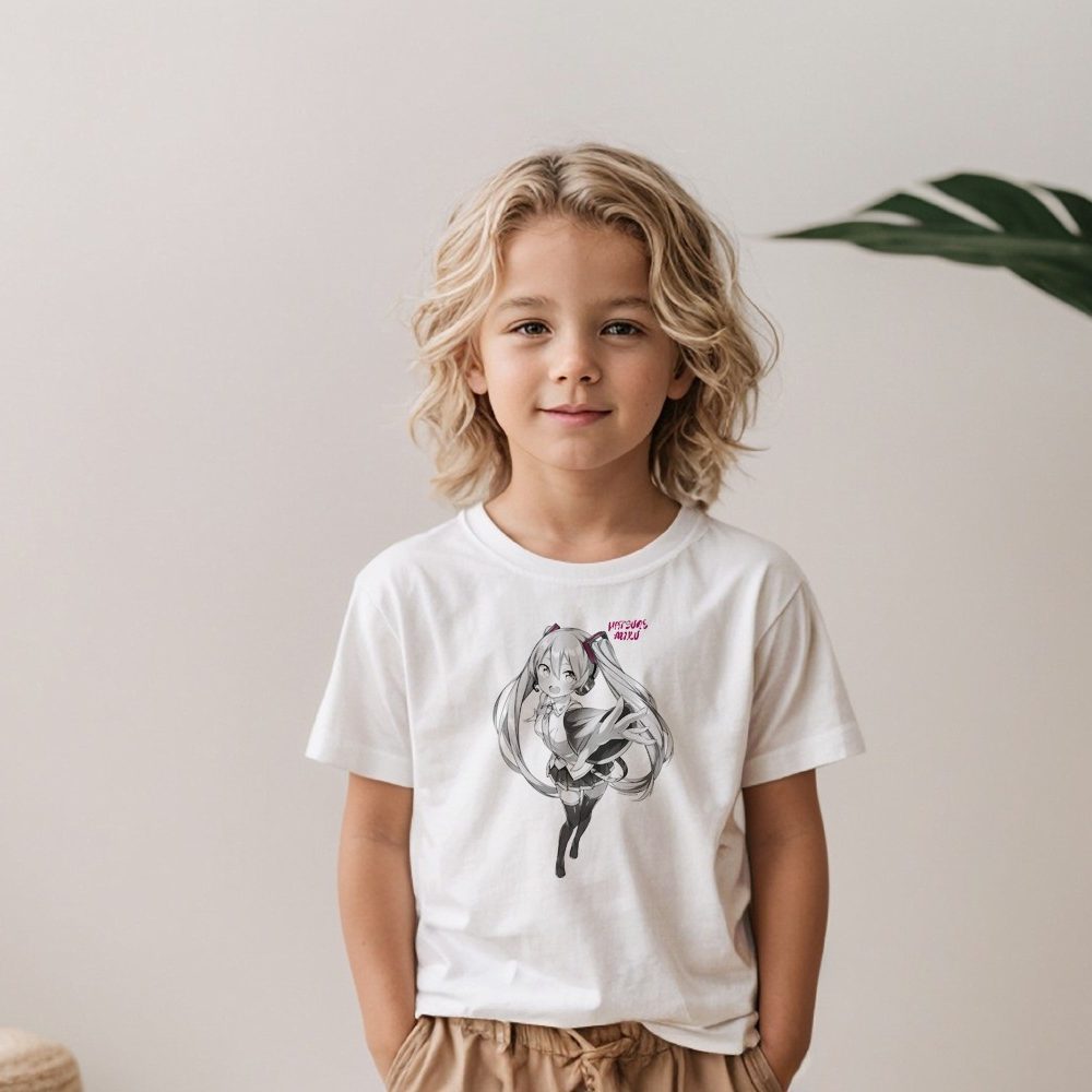 T-shirt Enfant Hatsune Miku avec un design de Hatsune Miku Vedette gris