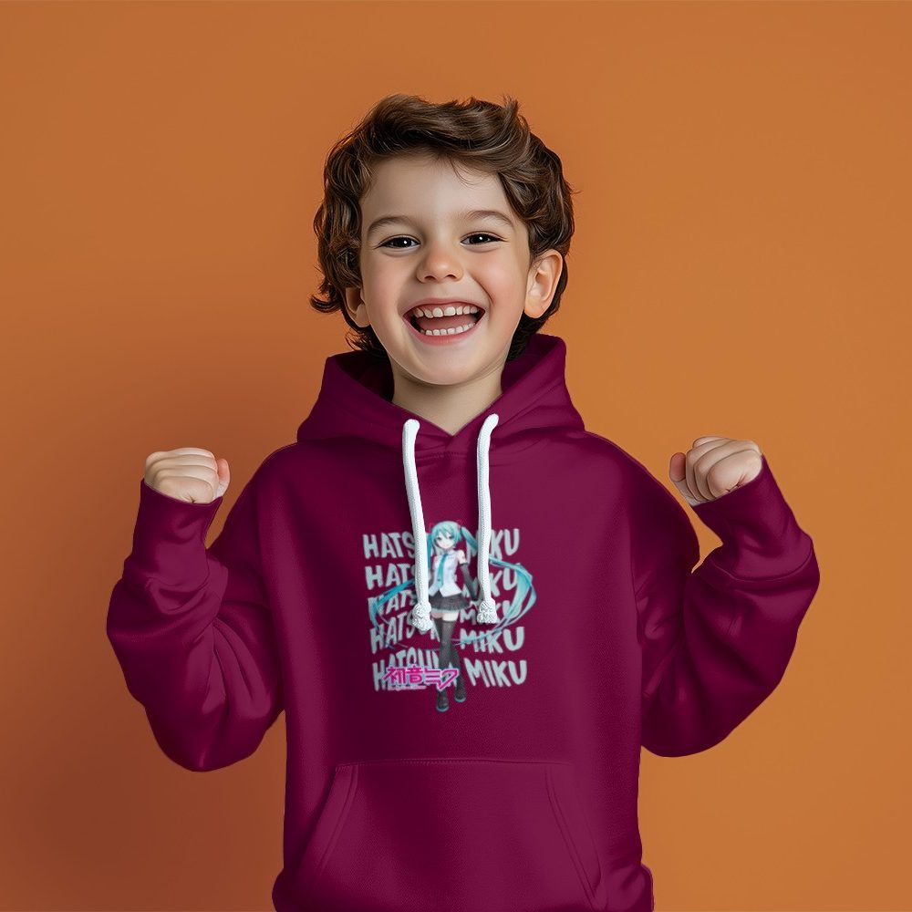 Pull à capuche Enfant Hatsune Miku avec un design de Hatsune Miku Text