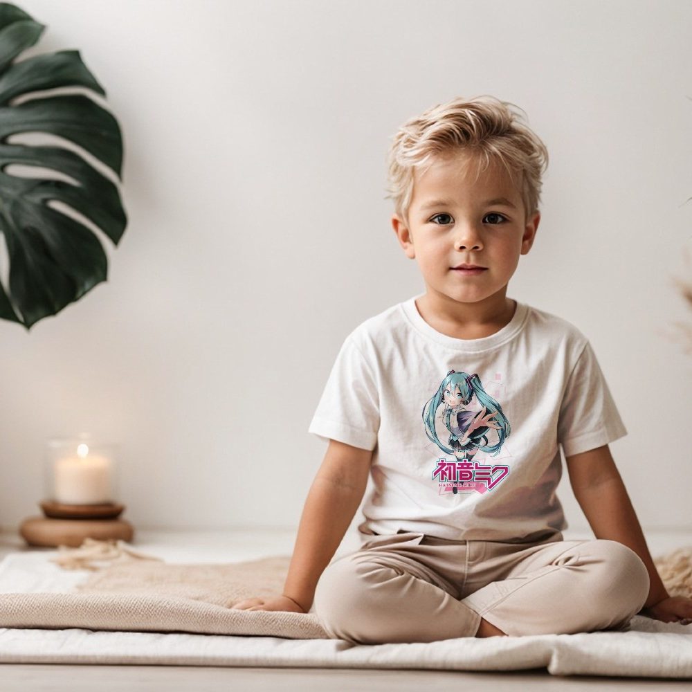 T-shirt coton bio Bébé Hatsune Miku avec un design de Hatsune Miku Losanges