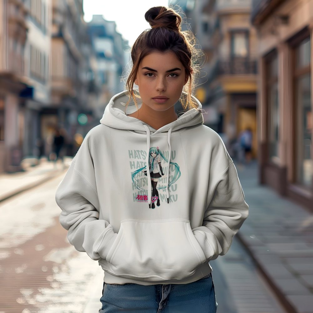 Sweat-shirt à capuche Femme Hatsune Miku avec un design de Hatsune Miku Text