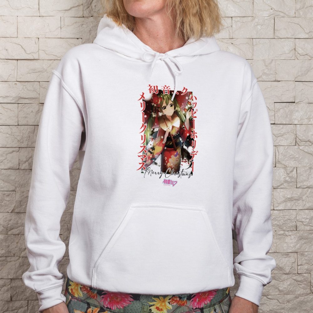 Sweat-shirt à capuche Femme Hatsune Miku avec un design de Hatsune Miku Christmas