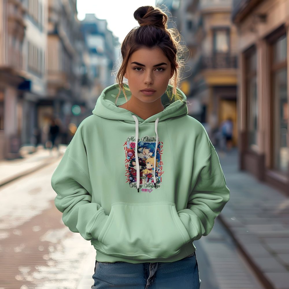 Sweat-shirt à capuche Femme Hatsune Miku avec un design de Hatsune Miku Christmas Holidays