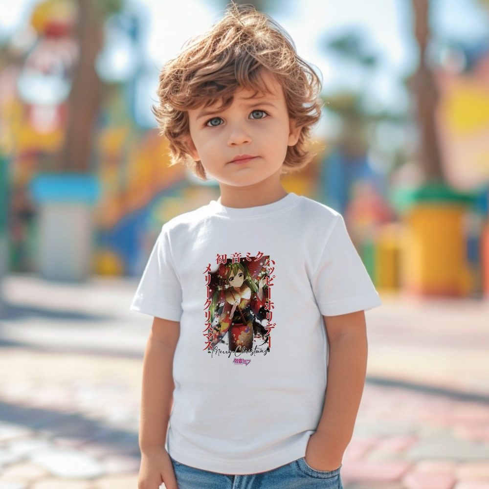 T-shirt coton bio Bébé Hatsune Miku avec un design de Hatsune Miku Christmas