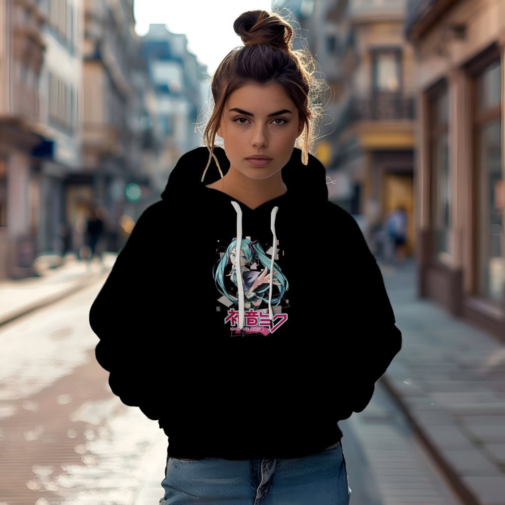 Sweat-shirt à capuche Femme Hatsune Miku avec un design de Hatsune Miku Losanges