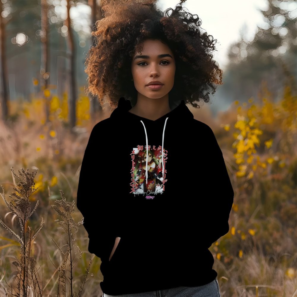 Sweat-shirt à capuche Femme Hatsune Miku avec un design de Hatsune Miku Christmas