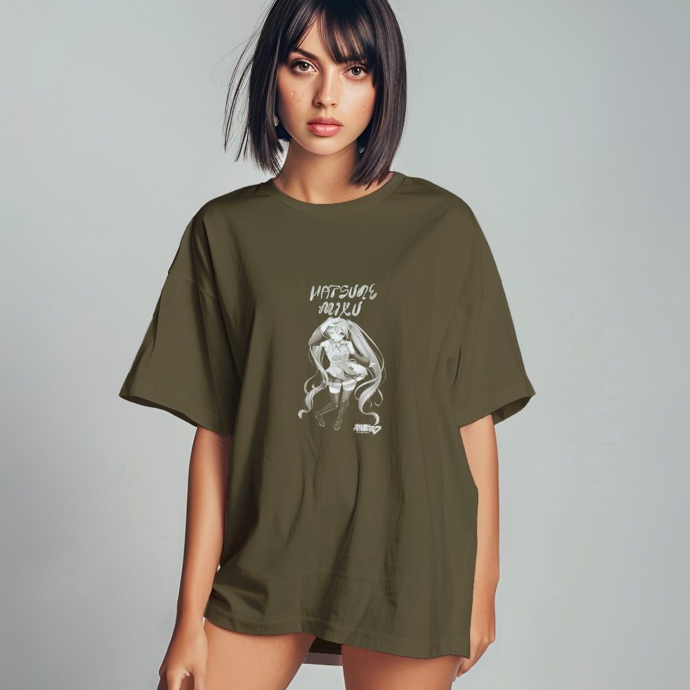 T-shirt oversize coton bio Femme Hatsune Miku avec un design de Hatsune Miku White Art