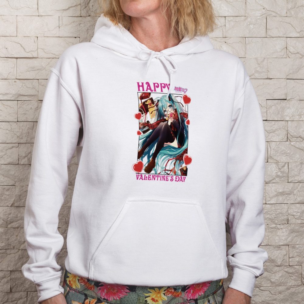 Sweat à capuche Femme Hatsune Miku avec un design de Hatsune Miku Valentine