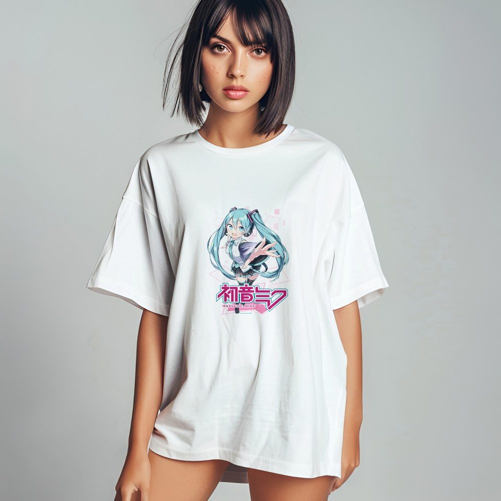 T-shirt oversize coton bio Femme Hatsune Miku avec un design de Hatsune Miku Losanges