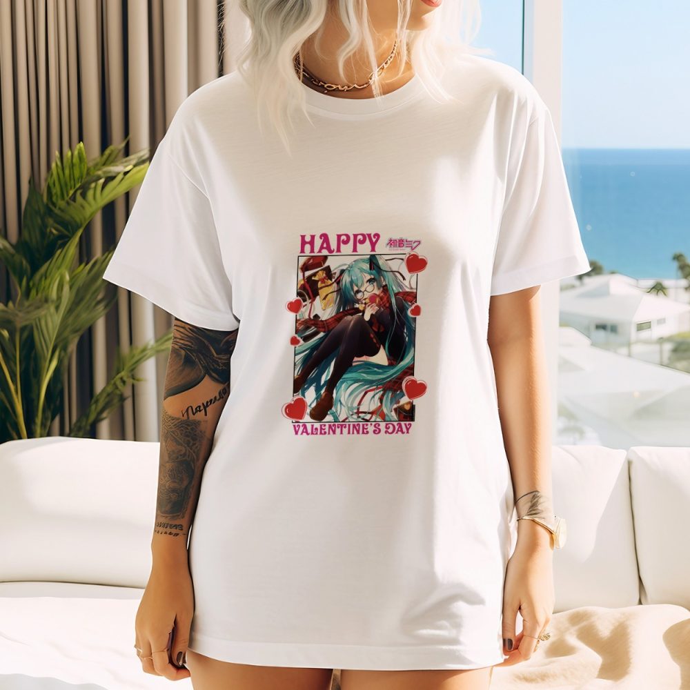T-shirt oversize coton bio Femme Hatsune Miku avec un design de Hatsune Miku Valentine