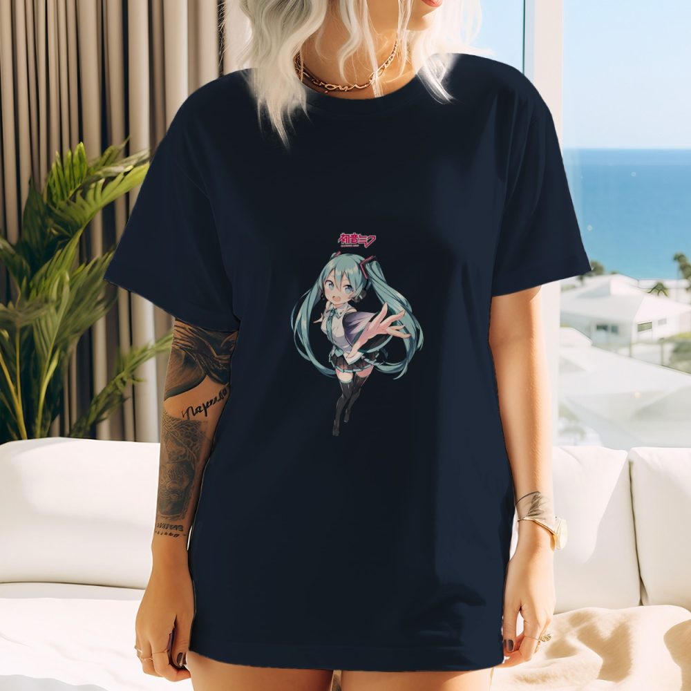 T-shirt oversize coton bio Femme Hatsune Miku avec un design de Hatsune Miku Vedette couleur