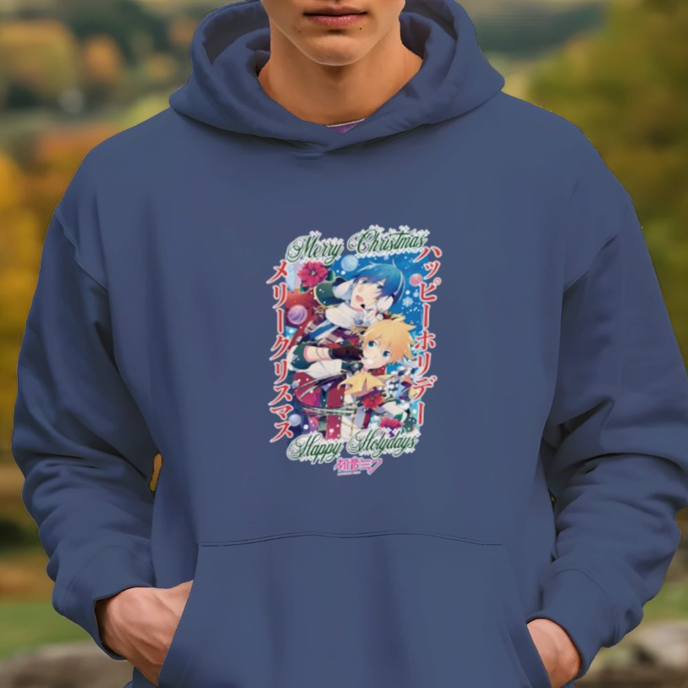 Sweat-shirt à capuche Homme Hatsune Miku avec un design de Hatsune Miku Christmas Holidays