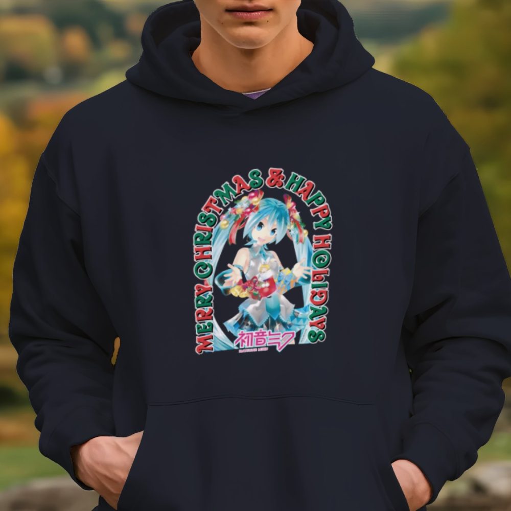 Sweat-shirt à capuche Homme Hatsune Miku avec un design de Hatsune Miku Merry Christmas