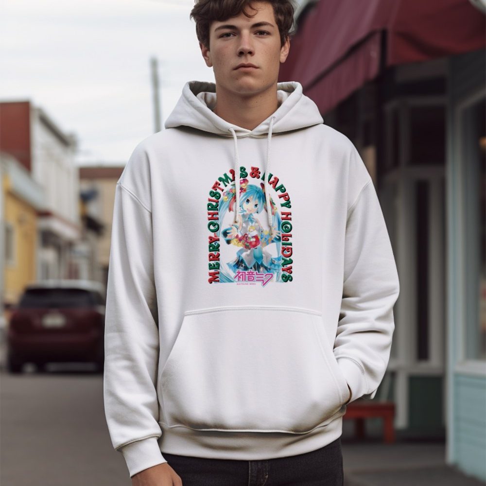 Sweat-shirt à capuche Homme Hatsune Miku avec un design de Hatsune Miku Merry Christmas