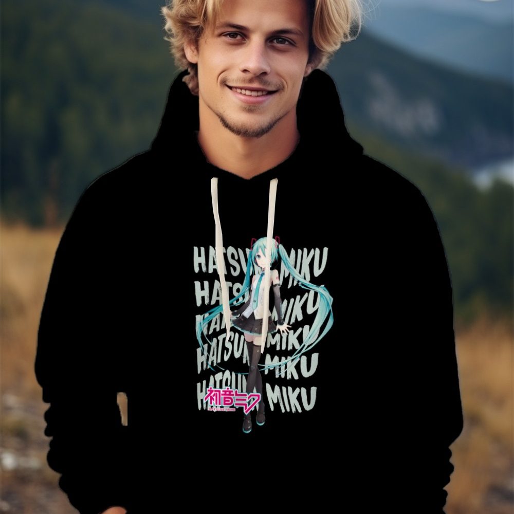Sweat-shirt à capuche Homme Hatsune Miku avec un design de Hatsune Miku Text