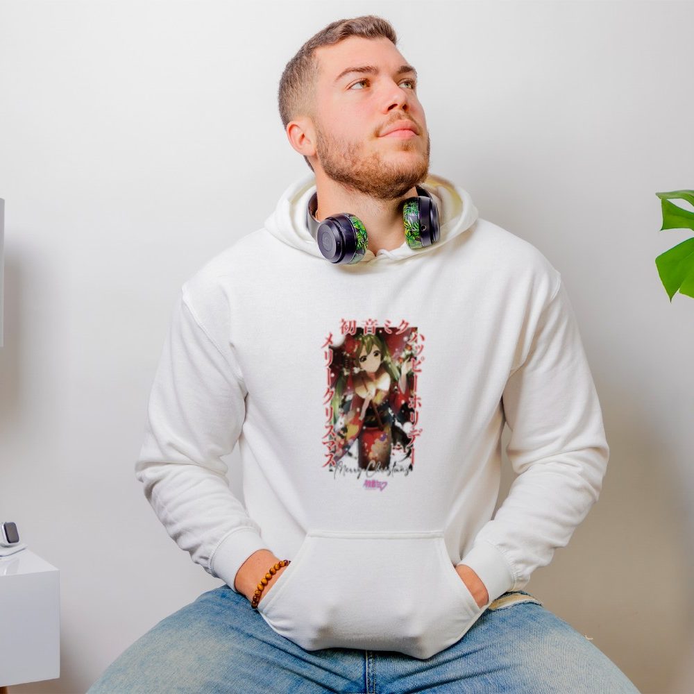 Sweat-shirt à capuche Homme Hatsune Miku avec un design de Hatsune Miku Christmas