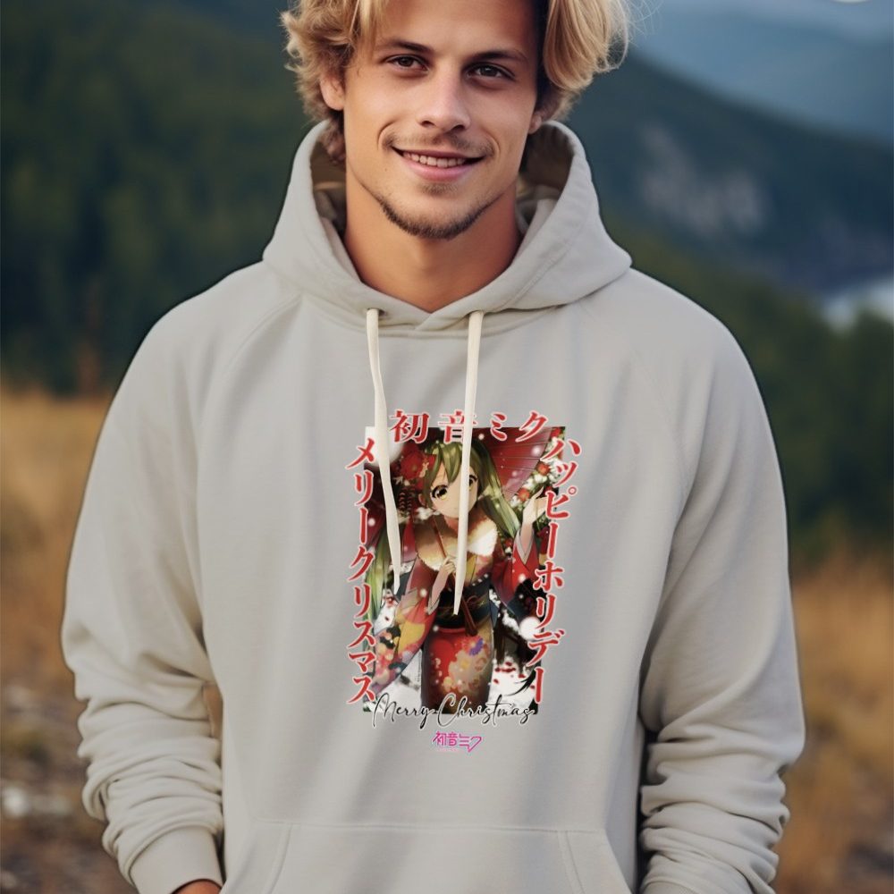 Sweat-shirt à capuche Homme Hatsune Miku avec un design de Hatsune Miku Christmas