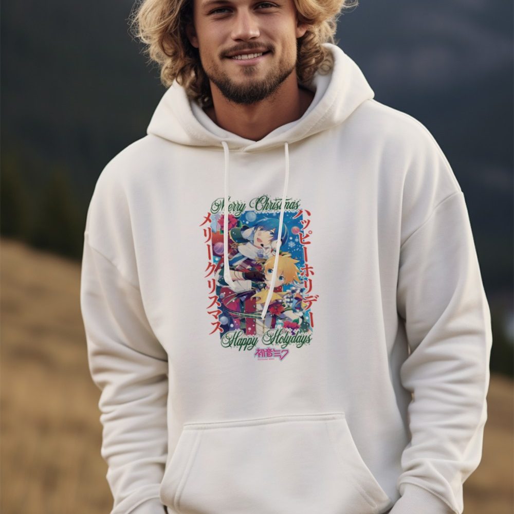 Sweat-shirt à capuche Homme Hatsune Miku avec un design de Hatsune Miku Christmas Holidays