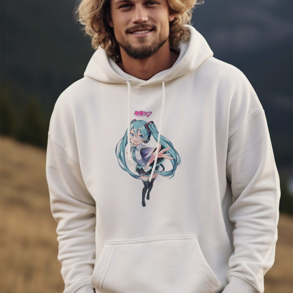 Sweat-shirt à capuche Homme Hatsune Miku avec un design de Hatsune Miku Vedette couleur