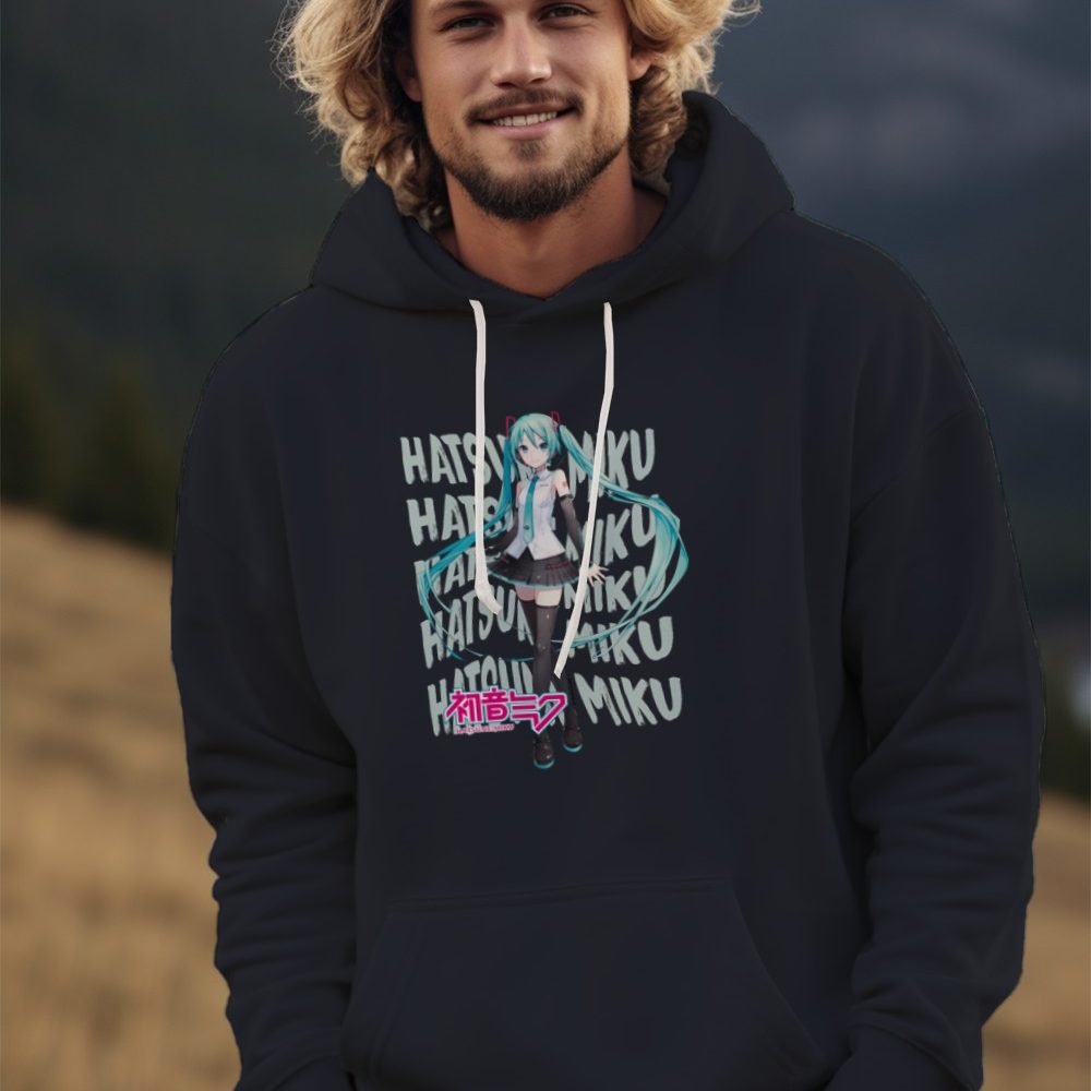 Sweat-shirt à capuche Homme Hatsune Miku avec un design de Hatsune Miku Text