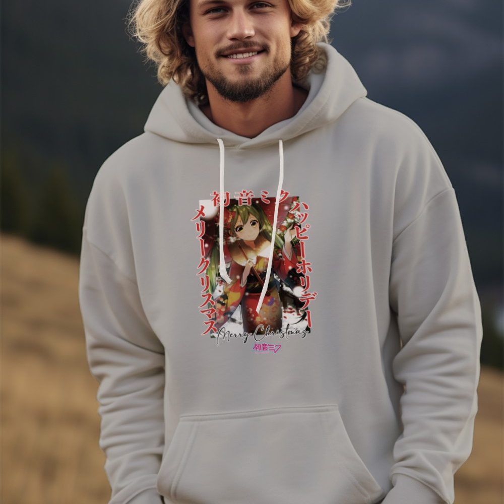 Sweat-shirt à capuche Homme Hatsune Miku avec un design de Hatsune Miku Christmas