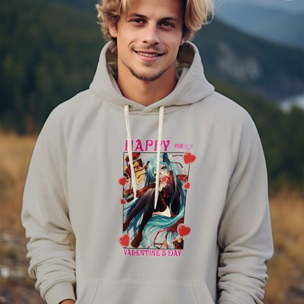 Sweat-shirt à capuche Homme Hatsune Miku avec un design de Hatsune Miku Valentine