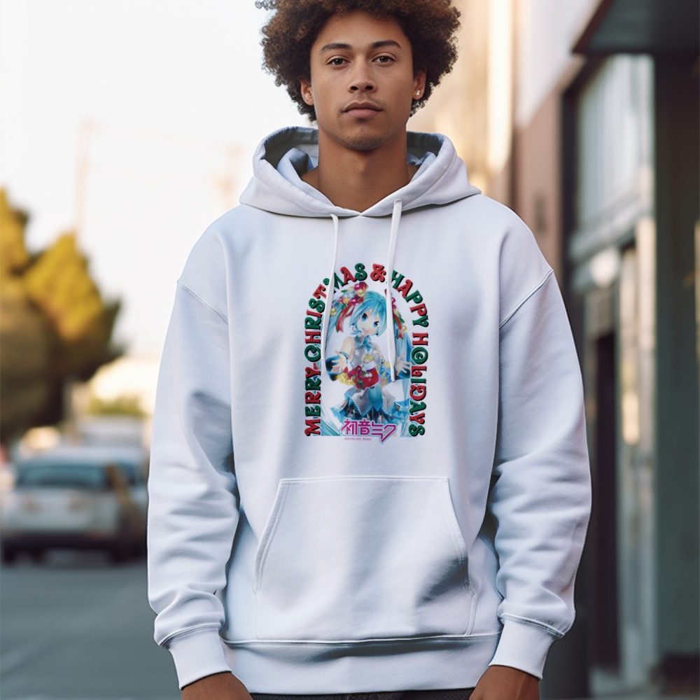 Sweat-shirt à capuche Homme Hatsune Miku avec un design de Hatsune Miku Merry Christmas
