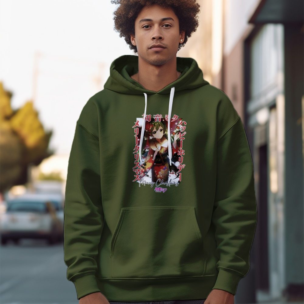 Sweat-shirt à capuche Homme Hatsune Miku avec un design de Hatsune Miku Christmas