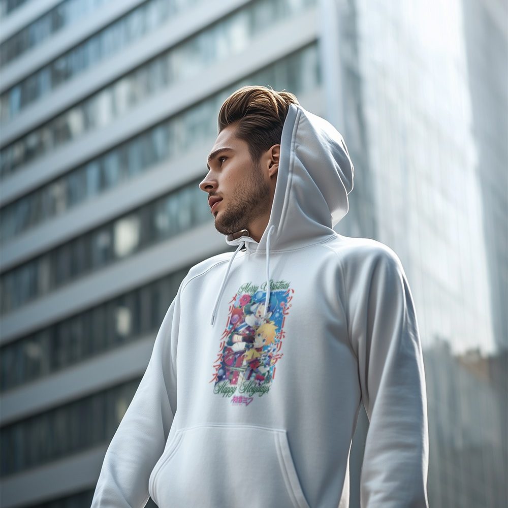 Sweat-shirt à capuche Homme Hatsune Miku avec un design de Hatsune Miku Christmas Holidays