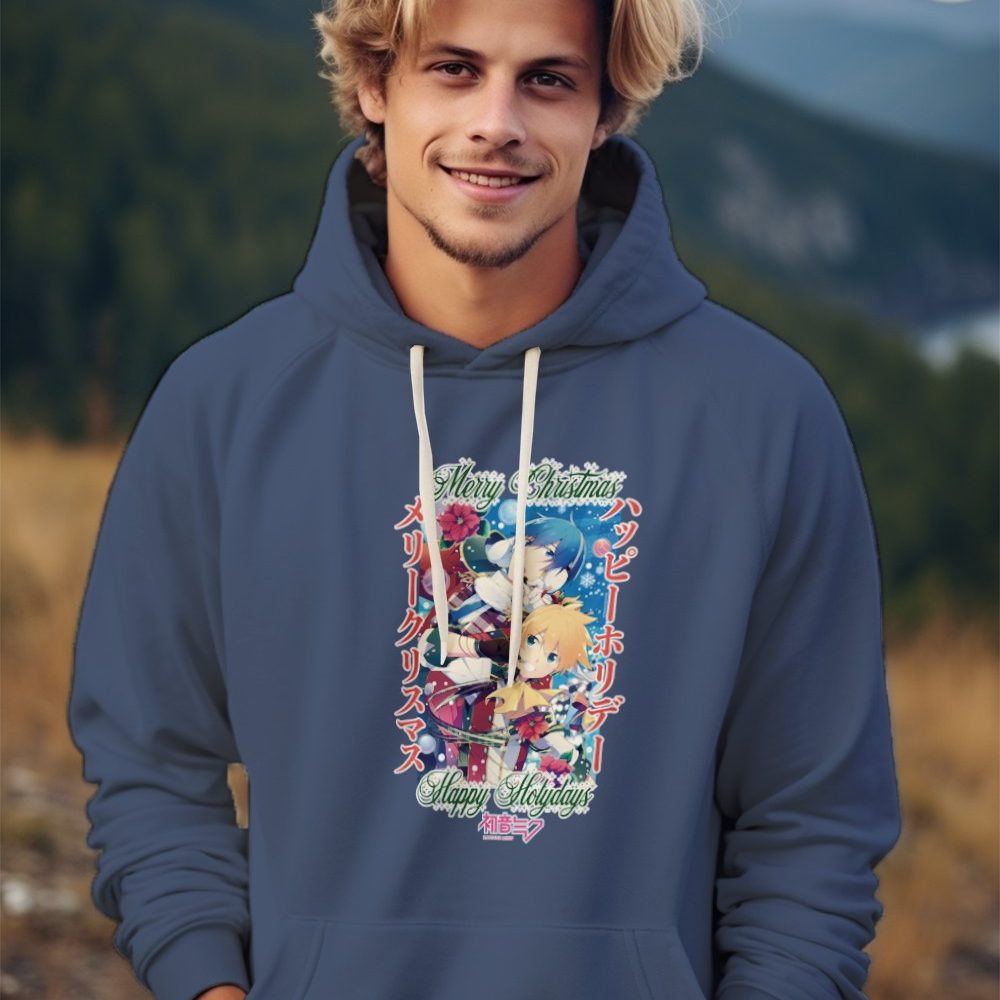 Sweat-shirt à capuche Homme Hatsune Miku avec un design de Hatsune Miku Christmas Holidays