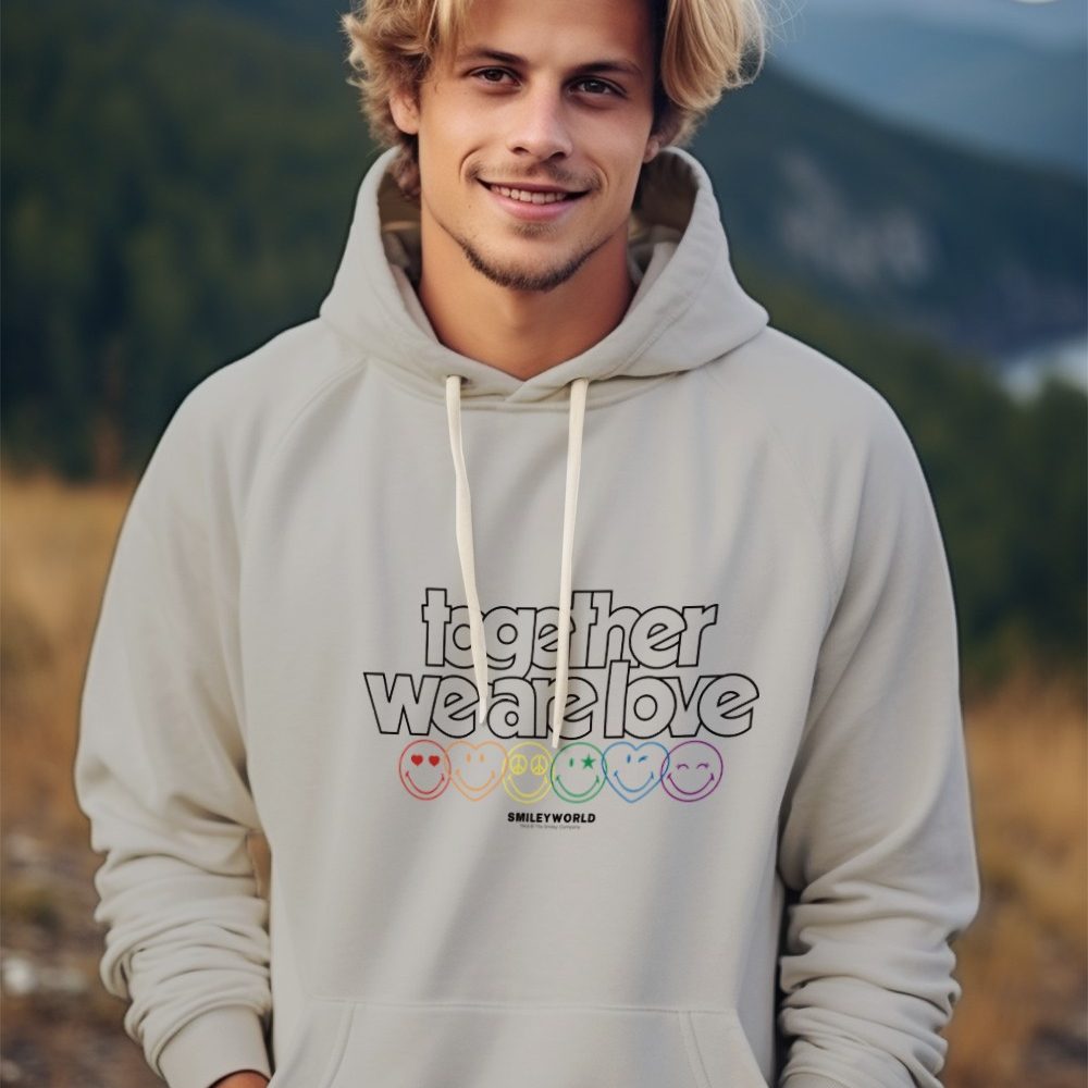 Sweat-shirt à capuche Homme Smiley World avec un design de Smiley World Together We Are Love noir