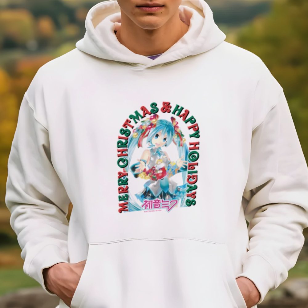 Sweat-shirt à capuche Homme Hatsune Miku avec un design de Hatsune Miku Merry Christmas