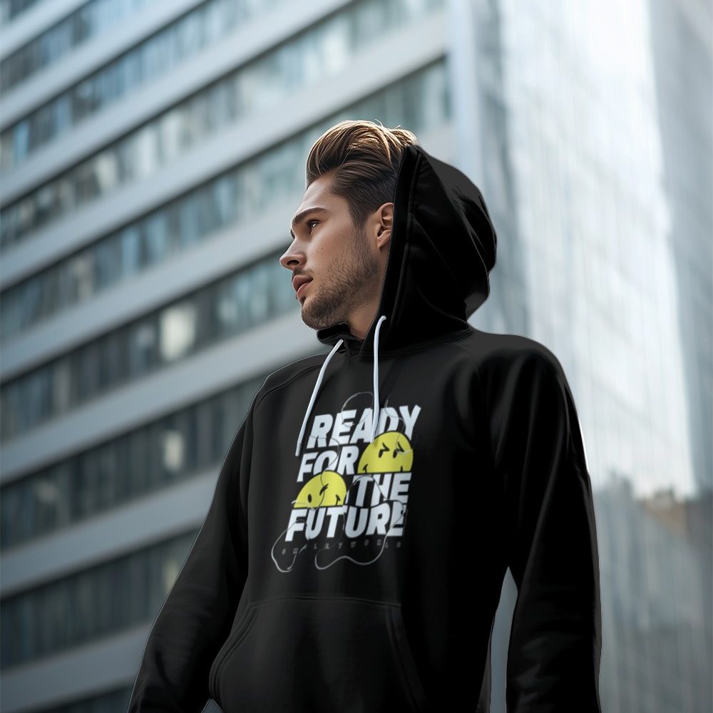 Sweat-shirt à capuche Homme Smiley World avec un design de Smiley World  Ready For The Future blanc