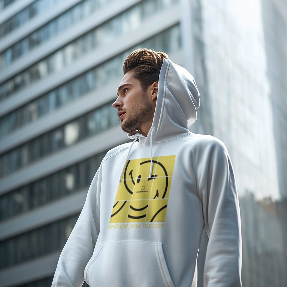 Sweat-shirt à capuche Homme Smiley World avec un design World Reshape Your Horizon