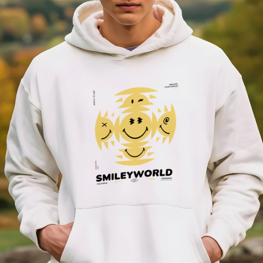 Sweat-shirt à capuche Homme Smiley World avec un design de Smiley World Kaléidoscope noir