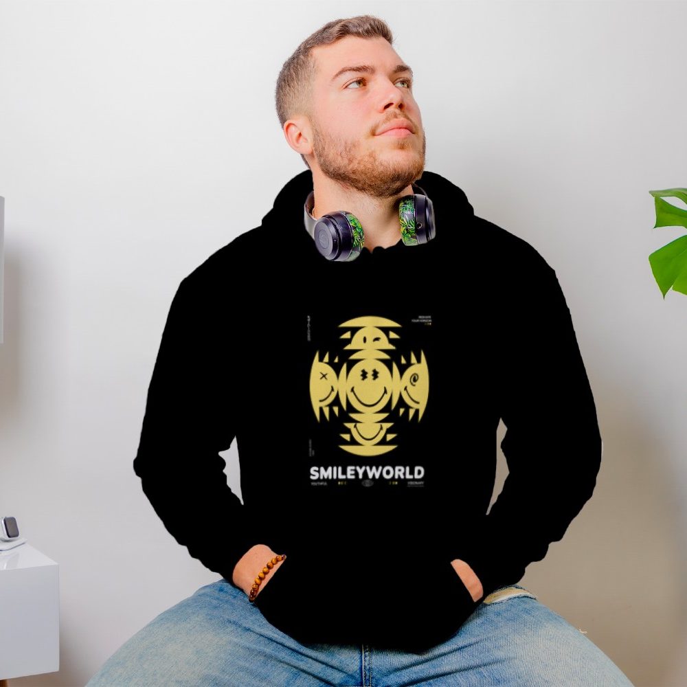 Sweat-shirt à capuche Homme Smiley World avec un design de Smiley World Kaléidoscope blanc