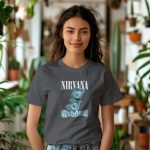 T-shirt Femme Nirvana avec un design de Nirvana Nevermind blanc