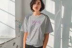 T-shirt oversize coton bio Femme Nirvana avec un design de Nirvana Smiley Artwork mauve
