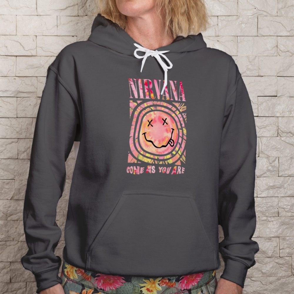 Sweat-shirt à capuche Femme Nirvana avec un design de Nirvana Come As You Are rose